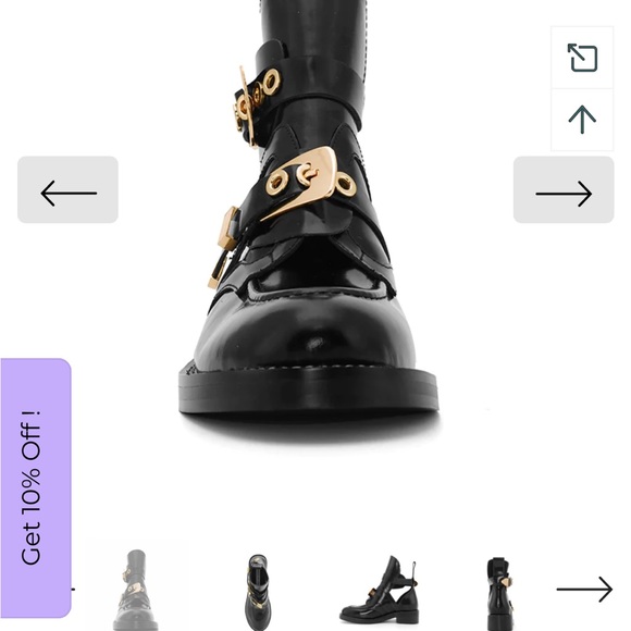 ISO Black Cutout Moto Boots with gold buckles - Picture 3 of 6